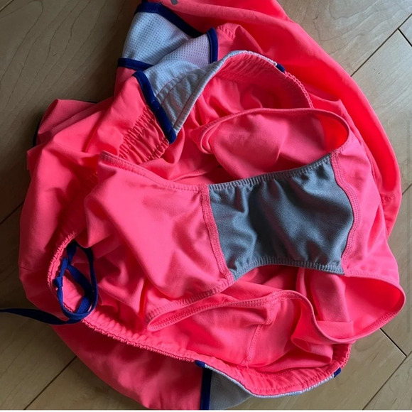 Neon pink North Face athletic running shorts with blue white trim, size small S - Picture 6 of 6